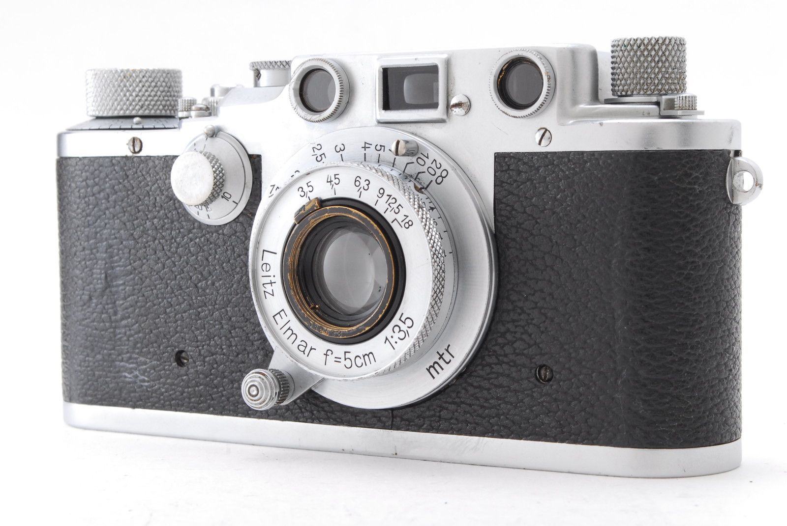 【美品 保障付 動作確認済】Leica ライカ IIIc Luftwaffen Eigentum レンジファインダー レッドカーテン + Elmar 5cm f2 レンズ L39 #V3237