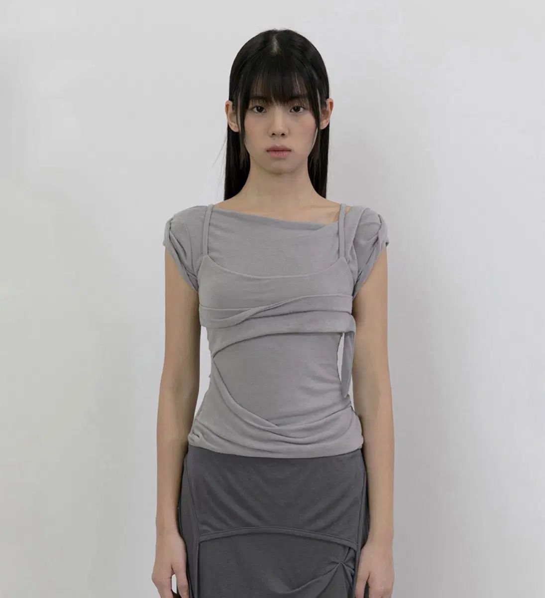 FLAREUP レイヤード ビスチェ Tシャツ グレー