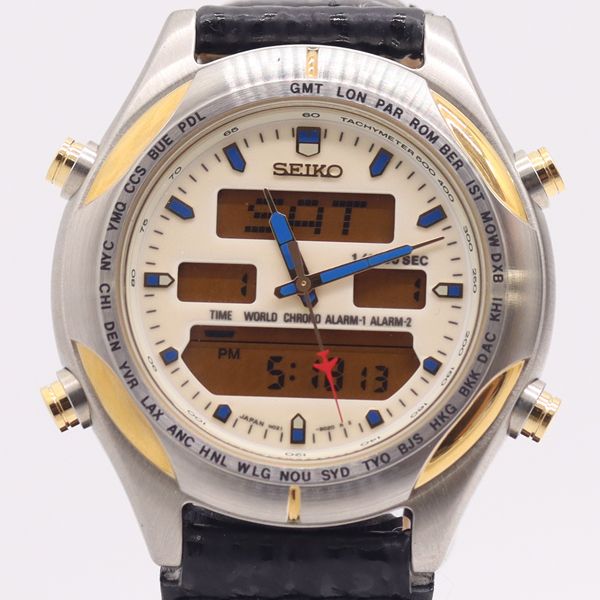 美品 稼動 セイコー H021-8040 QZ デジアナ文字盤 メンズ腕時計 5637000 7TLT NAM ABC28504