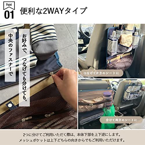 ドライブポケット 車 収納 シートポケット シートバックポケット 食事トレイ付き おしゃれ車内収納 2WAYバッグタイプ ブルー AF1495t