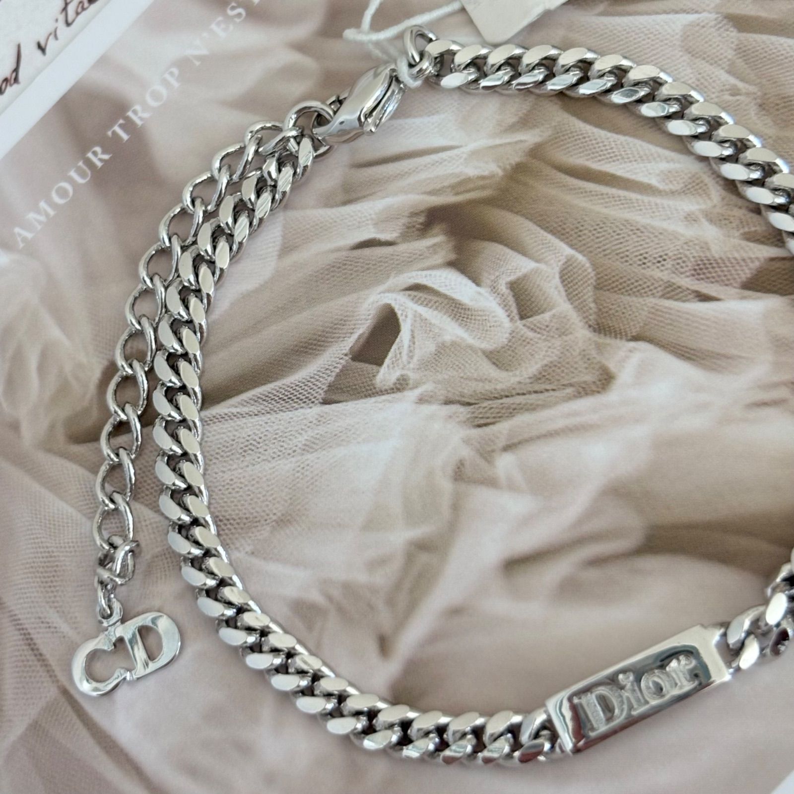 【箱付き】Christian Dior ロゴブレスレット シルバー レディース 箱付き】【未使用品】クリスチャンディオール ブレスレット