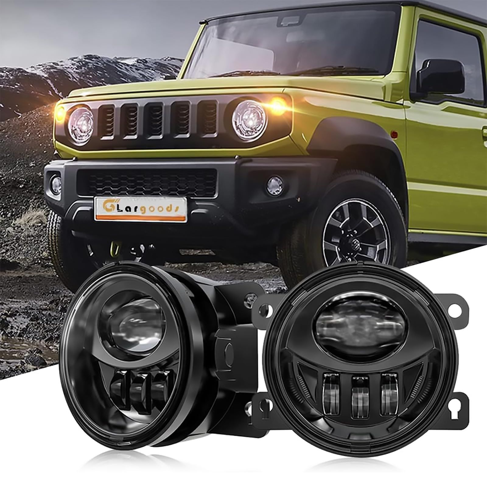 H★Largoods ジムニー フォグランプ JB23W/64/43W/74 ホワイト 6000K 高輝度 純正交換 2500LM LEDフォグライトユニット 取付簡単 防水 スズキ用 ジムニーJB系用 LEDフォグ 左右セット c3610af7