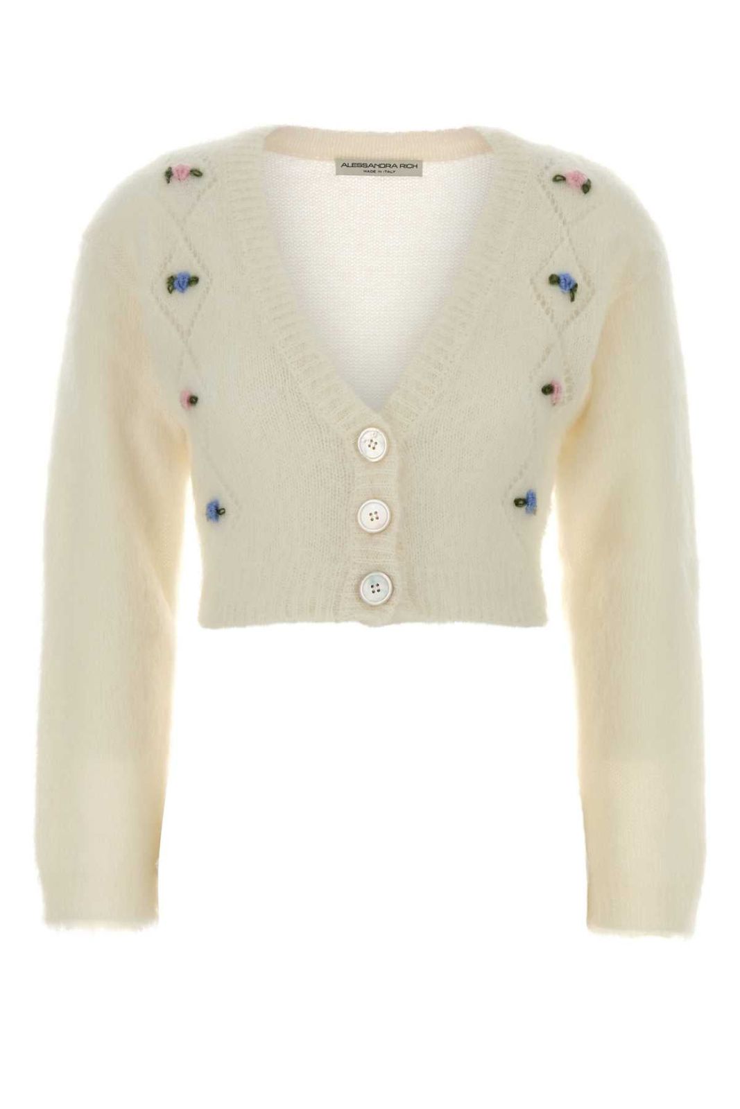 ALESSANDRA RICH Alessandra Rich Carded mohair knit cardigan with embroidery