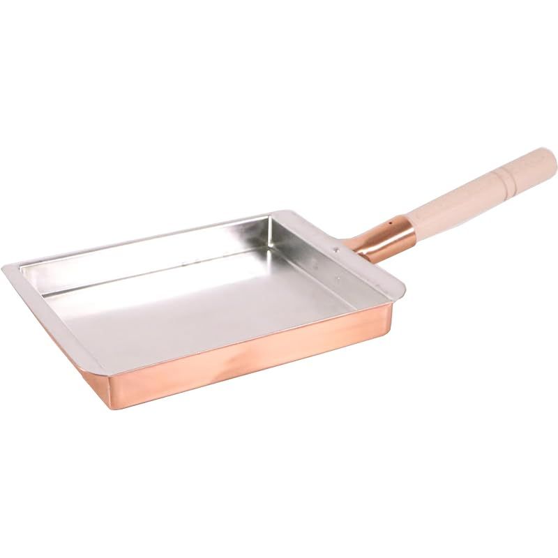 遠藤商事 TKG 卵焼きフライパン 18cm 銅の熱伝導で卵が均一に加熱されふっくら美味しく ガス火専用 幅×奥行×深さ(内寸mm)180×225×30長方形 質量(kg)0.95 木製ハンドルで熱くなりにくい(取付必要) 業務用 日本 BTM04018 15,296円