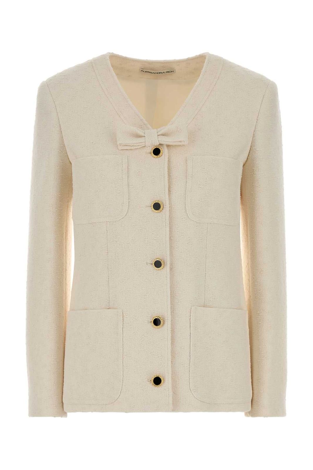 ALESSANDRA RICH Alessandra Rich Tweed boucle jacket with bow and pockets