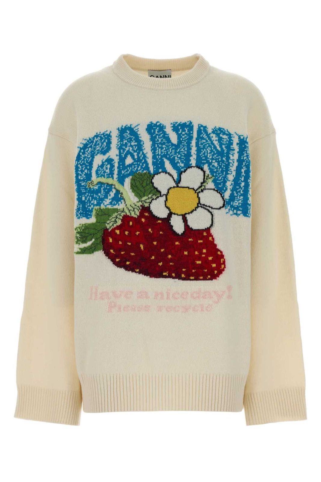 Ganni Oversized graphic wool mix sweater