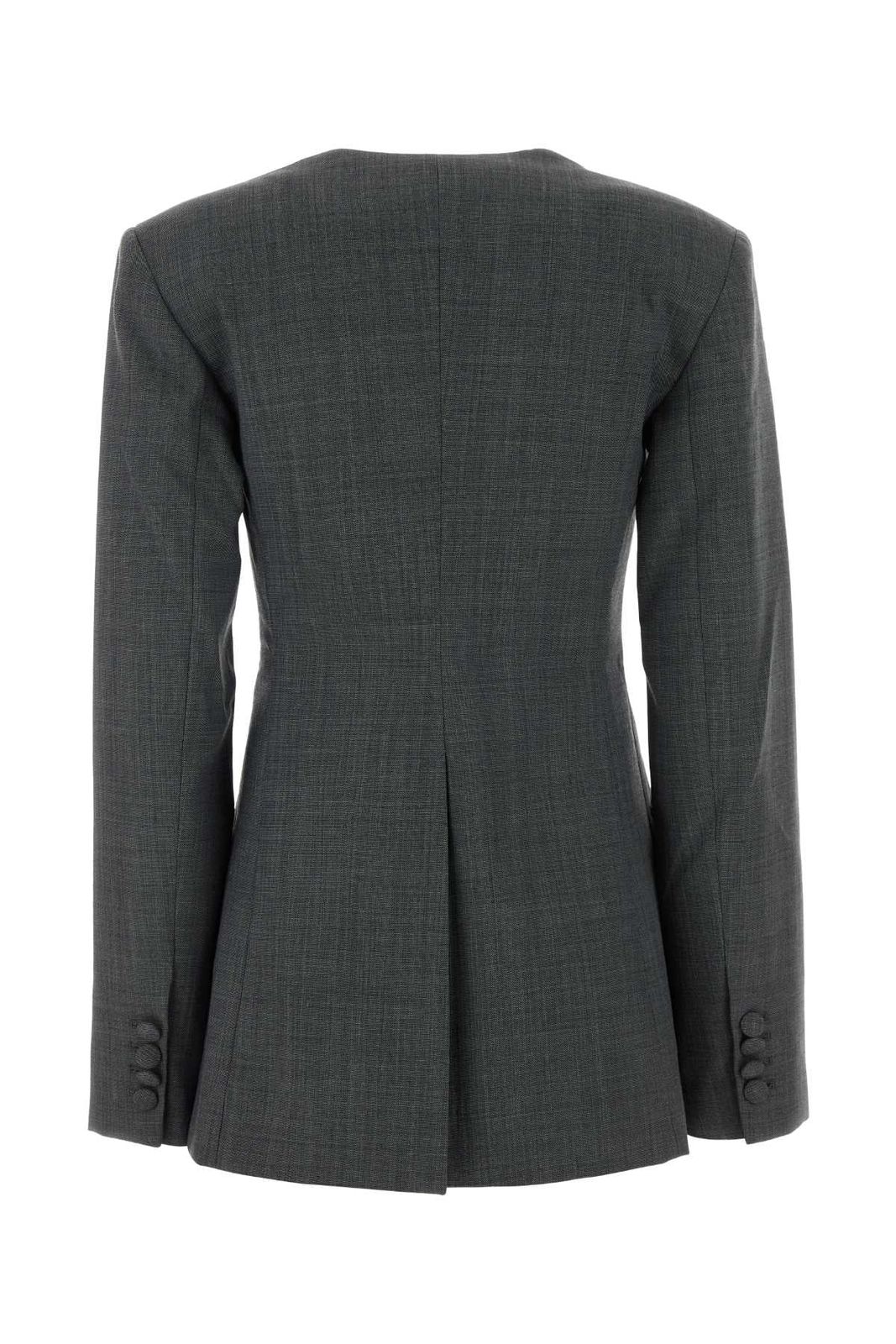 Ganni Wool melange suiting long button blazer