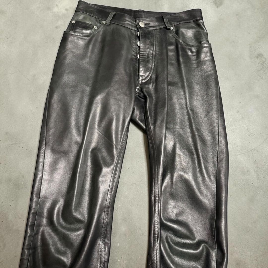 本人期】HELMUT LANG ヘルムートラング 1998 レザーパンツ ブラック