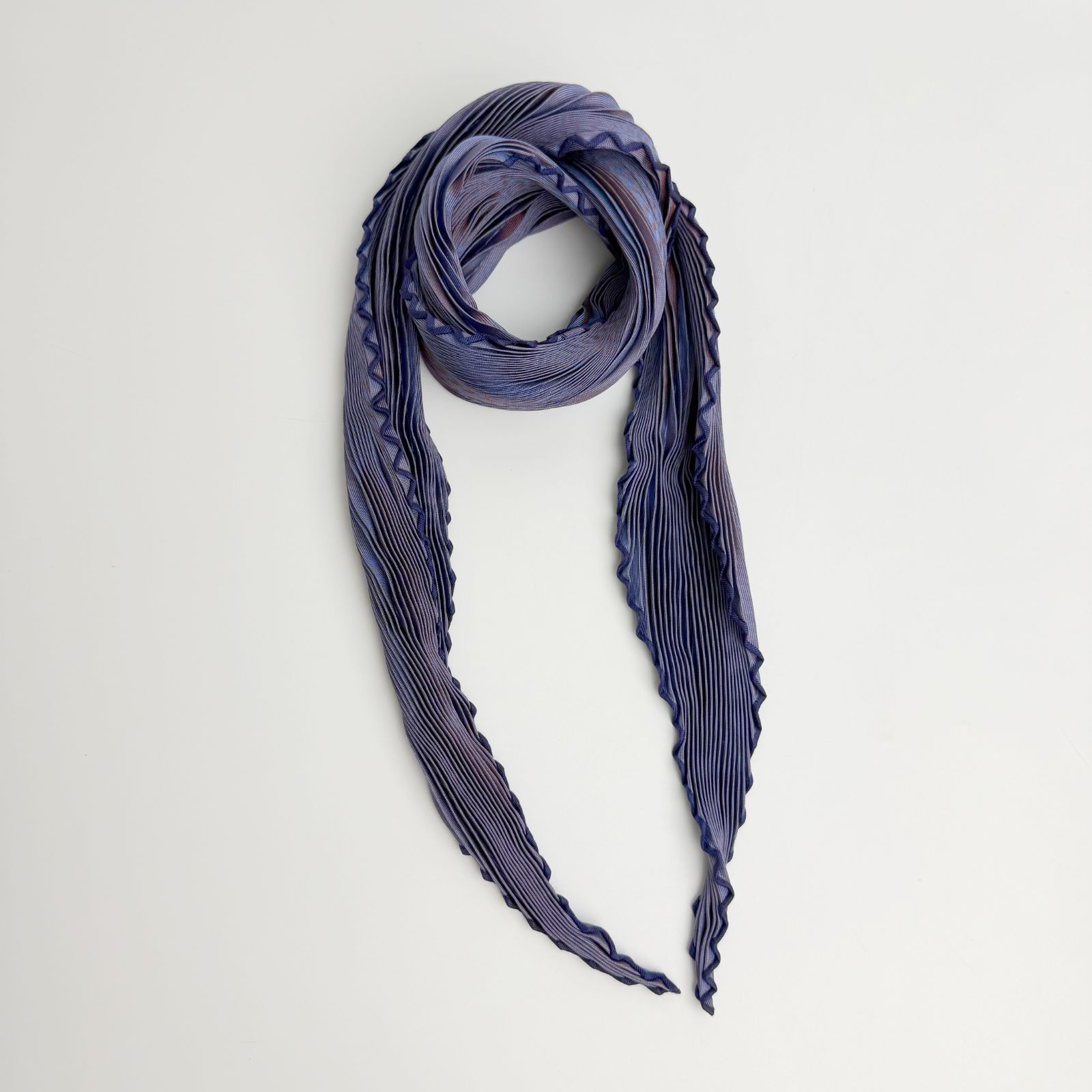 【中古】Hermes エルメス プリーツスカーフ シルク ブルー / パープル ヴィンテージ レディース HIBUOCHI VINTAGE hboc260804a01-3