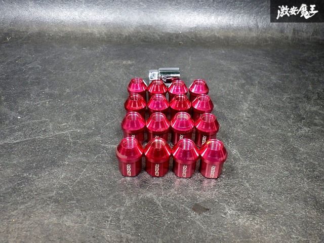 【破損無し！ 即発送】RAYS レイズ ジュラルミン ロック＆ナットセット L32 M12×P1.25 4H レッド 16本 日産 E11 E12 ノート K13 マーチ