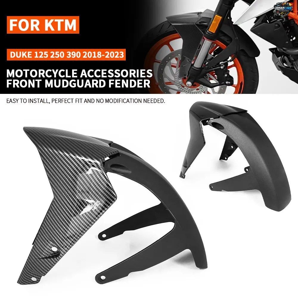 KTM DUKE 125 250 390 DUKE390 DUKE250 DUKE120 2017-2023用 カーボンルック モトフロントホイールハガーフェンダーマッドガード マッドス