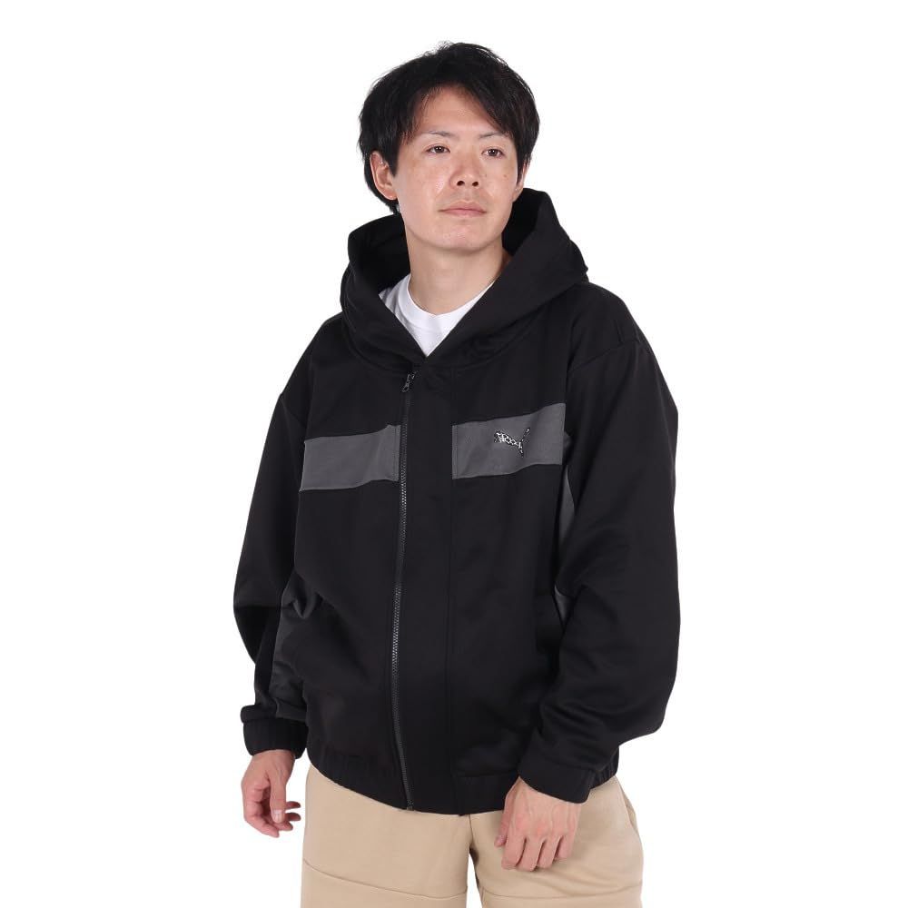 新品 PUMA(プーマ) 吸収速乾 ブルゾン ジャケット 防風 裏フリース TRN EDGE PERFORMANCE フーディー 526103 メンズ 24年秋冬カラー ブラック(01)
