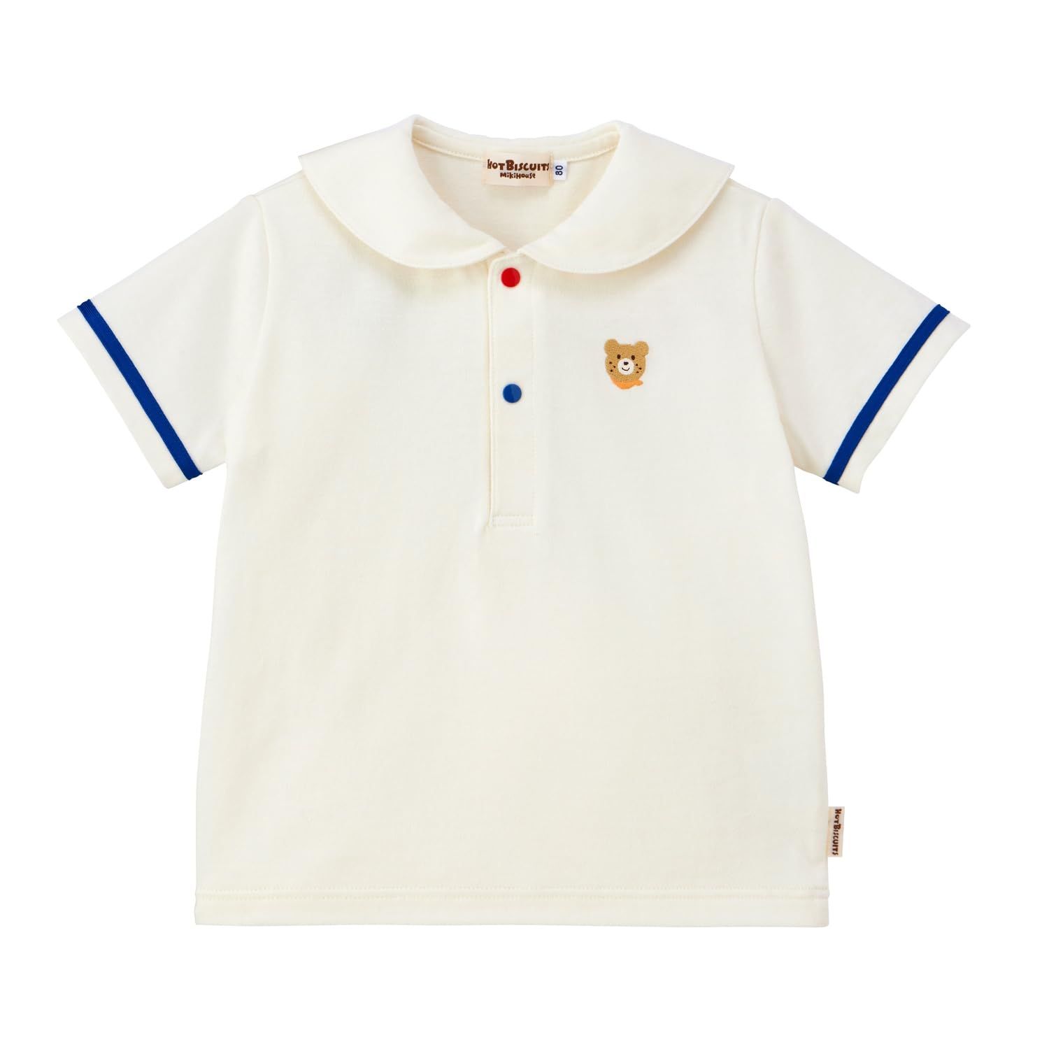 新品 [ミキハウス ホットビスケッツ] セーラーカラー 半袖 Ｔシャツ 男の子 女の子 ベビー キッズ 子供服 白 70cm 72-5203-146