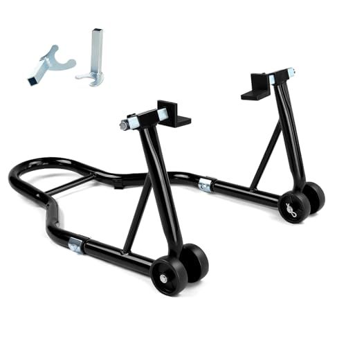 バイクスタンド リア メンテナンススタンド 後輪用 整備用 耐荷重340kg 750LBS キャスター付き L型&U型2種類付き ブラックpms 9608a68e