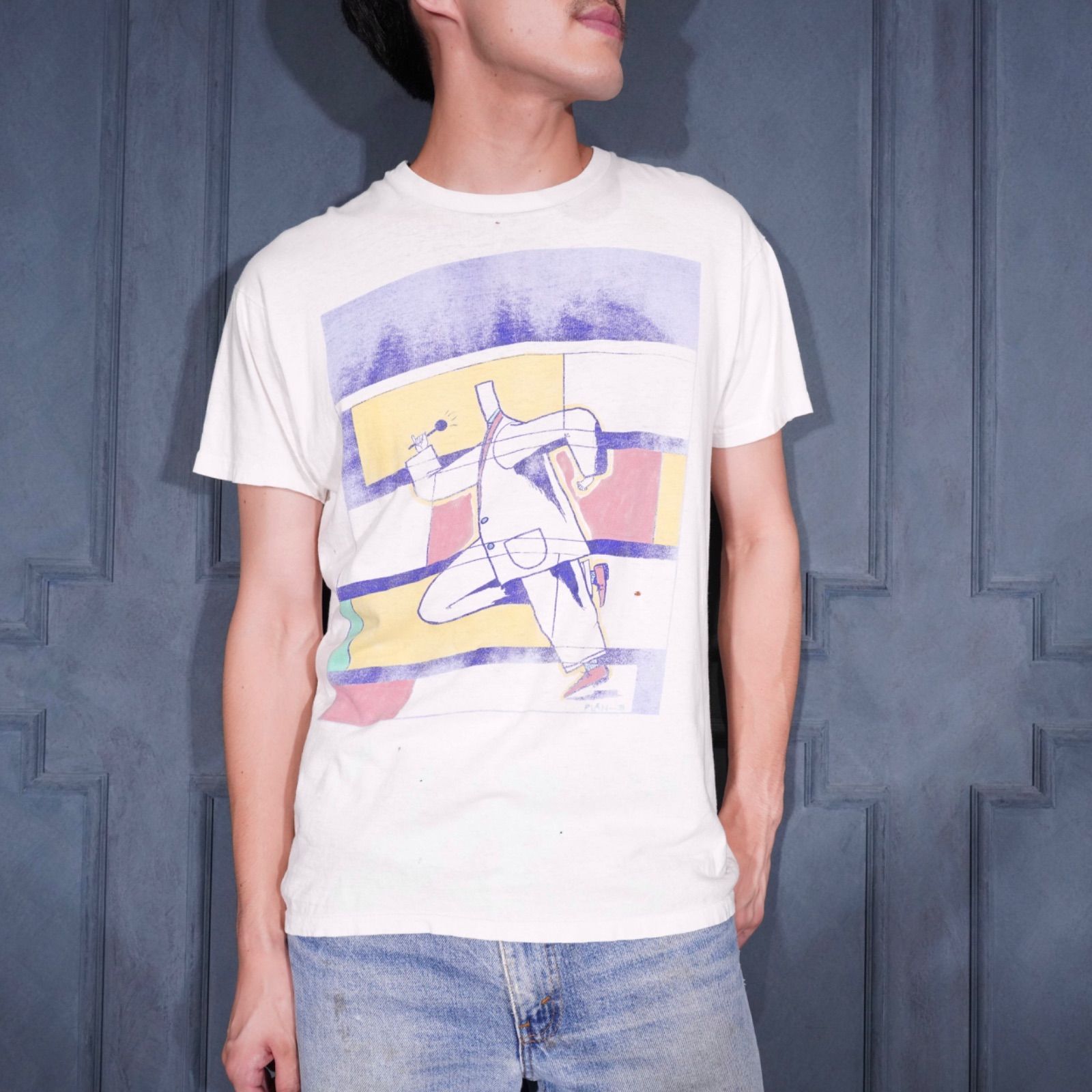 90's USA VINTAGE PLAN-9 ART PRINT DESIGN T SHIRT/90年代アメリカ古着アートプリントデザインTシャツ 10,784円