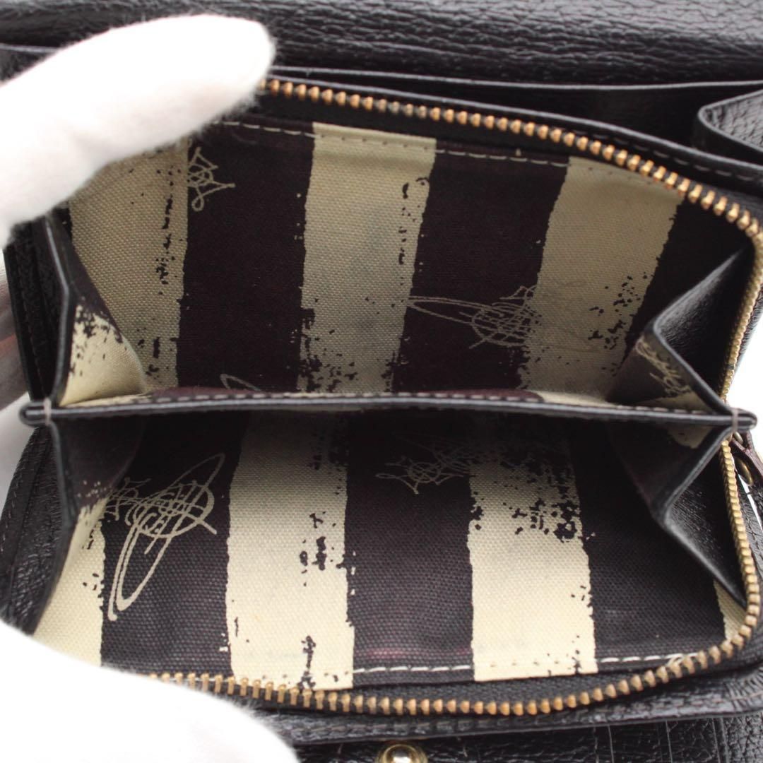 VivienneWestwood ORB 三つ折り がま口財布 レザー ブラック FJ500629A
