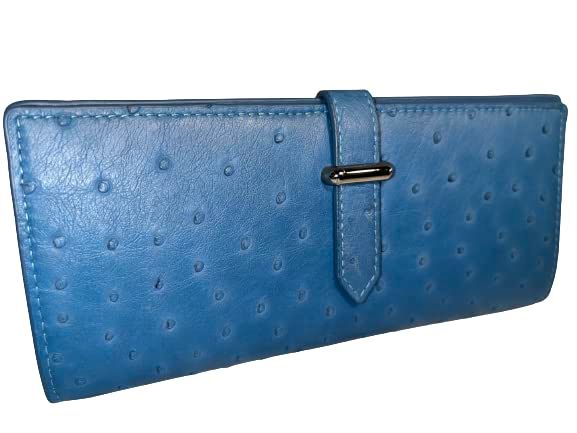 [GUODI] グォディ 長財布 ベロ付き カブセ 型 カードケース付き オーストリッチ 本革 フルポイント レディース メンズ TK-30LW100 (クレマリス ブルー) 財布 サイフ さいふ ユニセックス 男女兼用pms 36aaa756