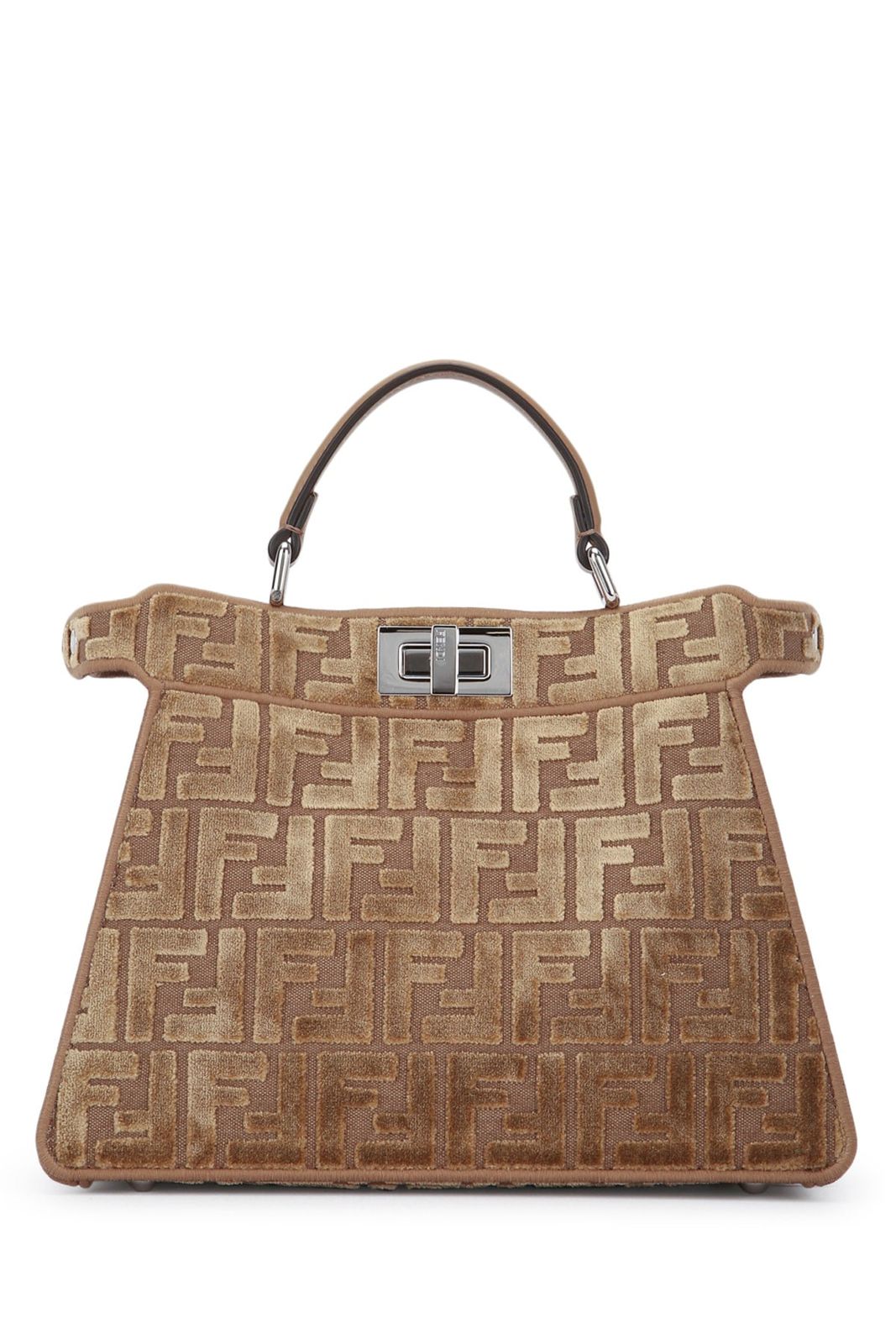 【新品・最安値】Fendi Peekaboo velvet CAPPUCCINO 正規品 ハンドバッグ