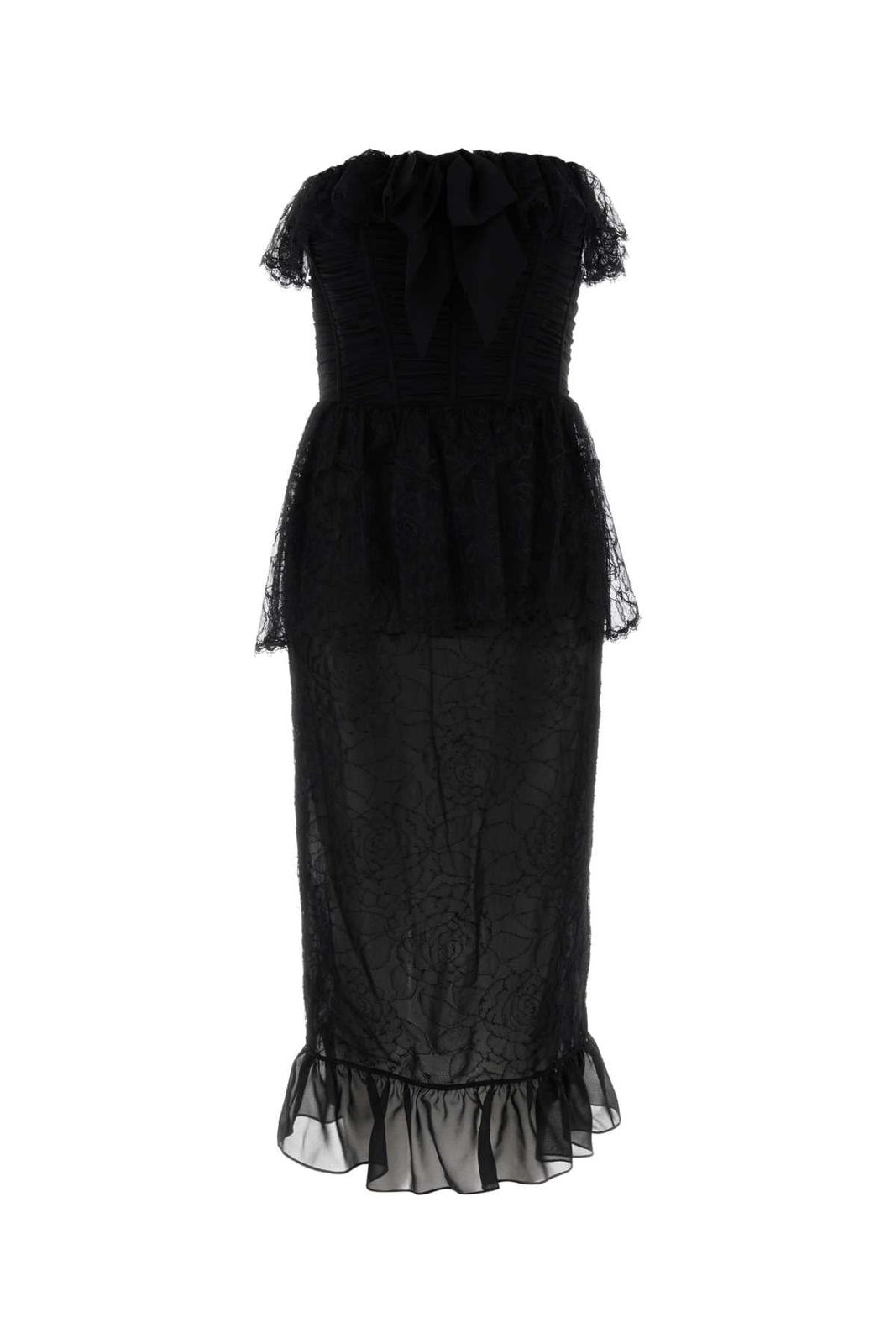 【新品・最安値】Alessandra Rich Lace and silk georgette bustier dress BLACK 正規品 その他
