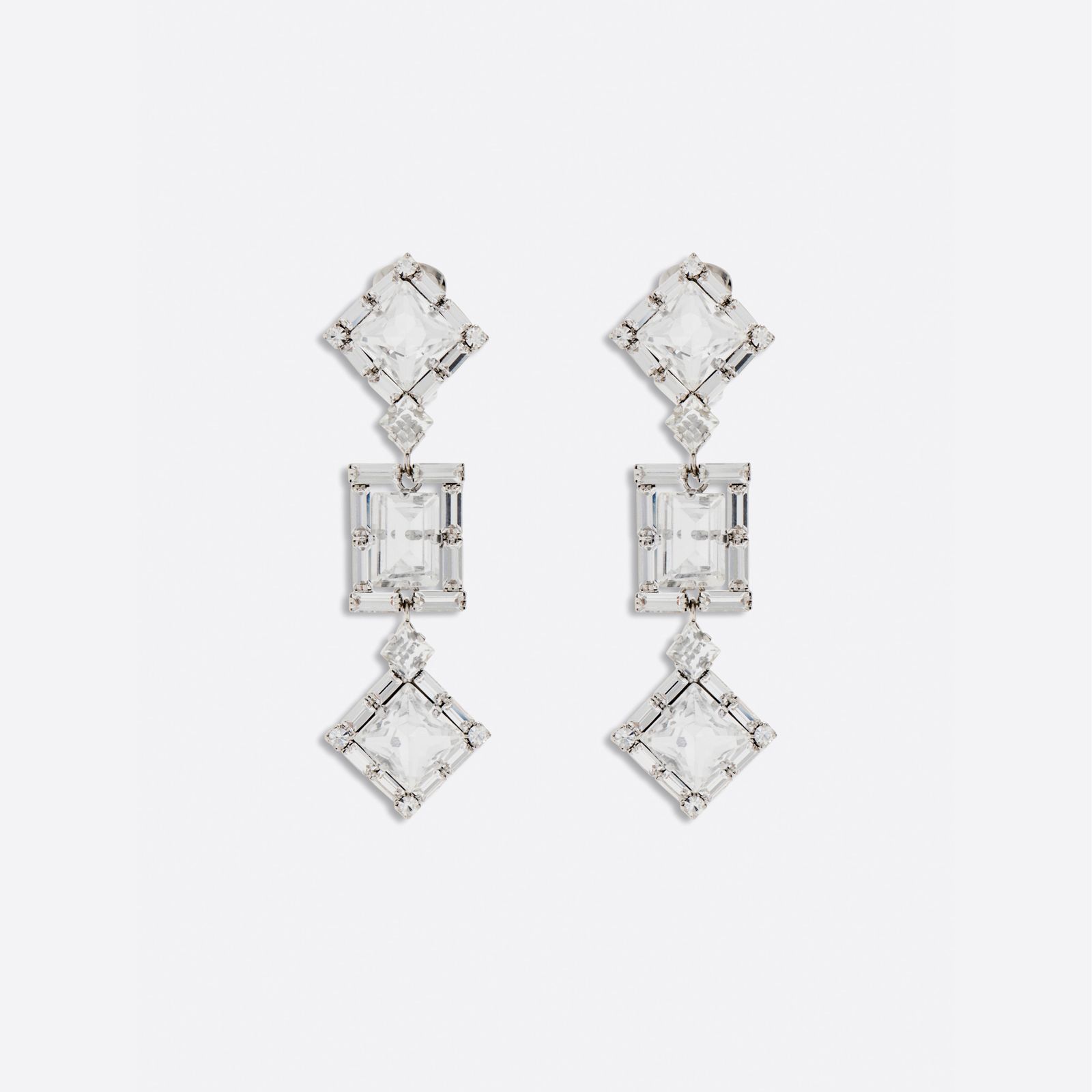 【新品・最安値】Alessandra Rich Crystal square earrings with pendant CRYSILVER 正規品 イヤリング