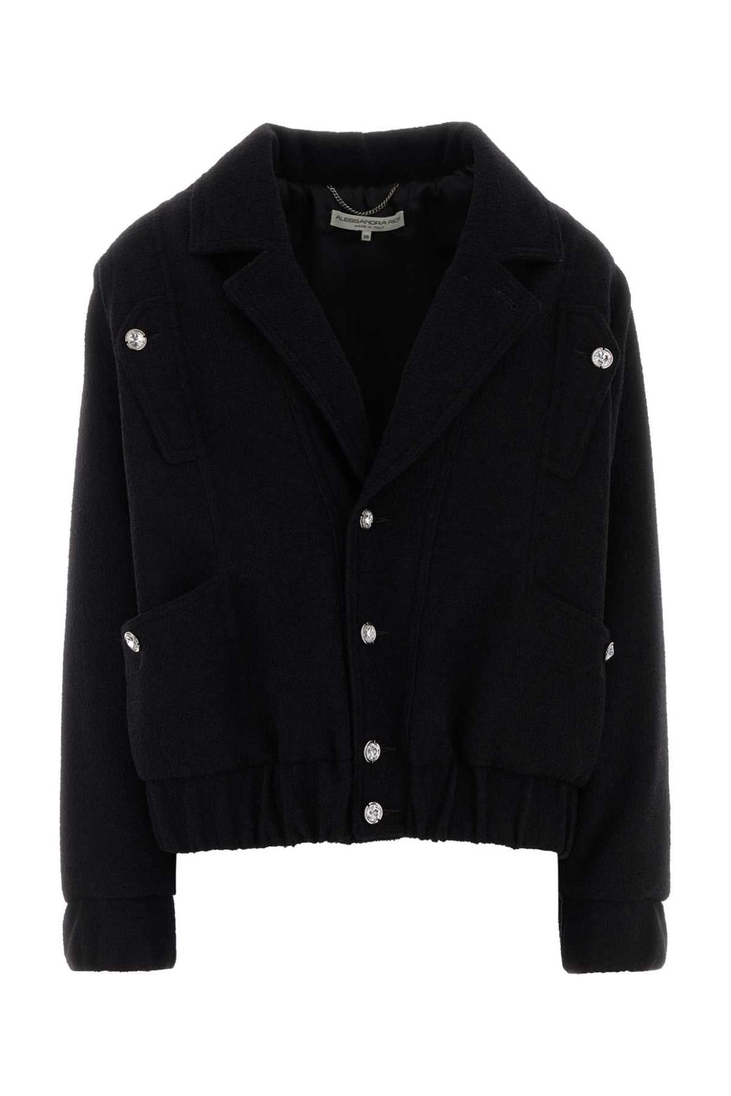 【新品・最安値】Alessandra Rich Tweed boucle oversized bomber with jwl buttons BLACK 正規品 ダッフルコート