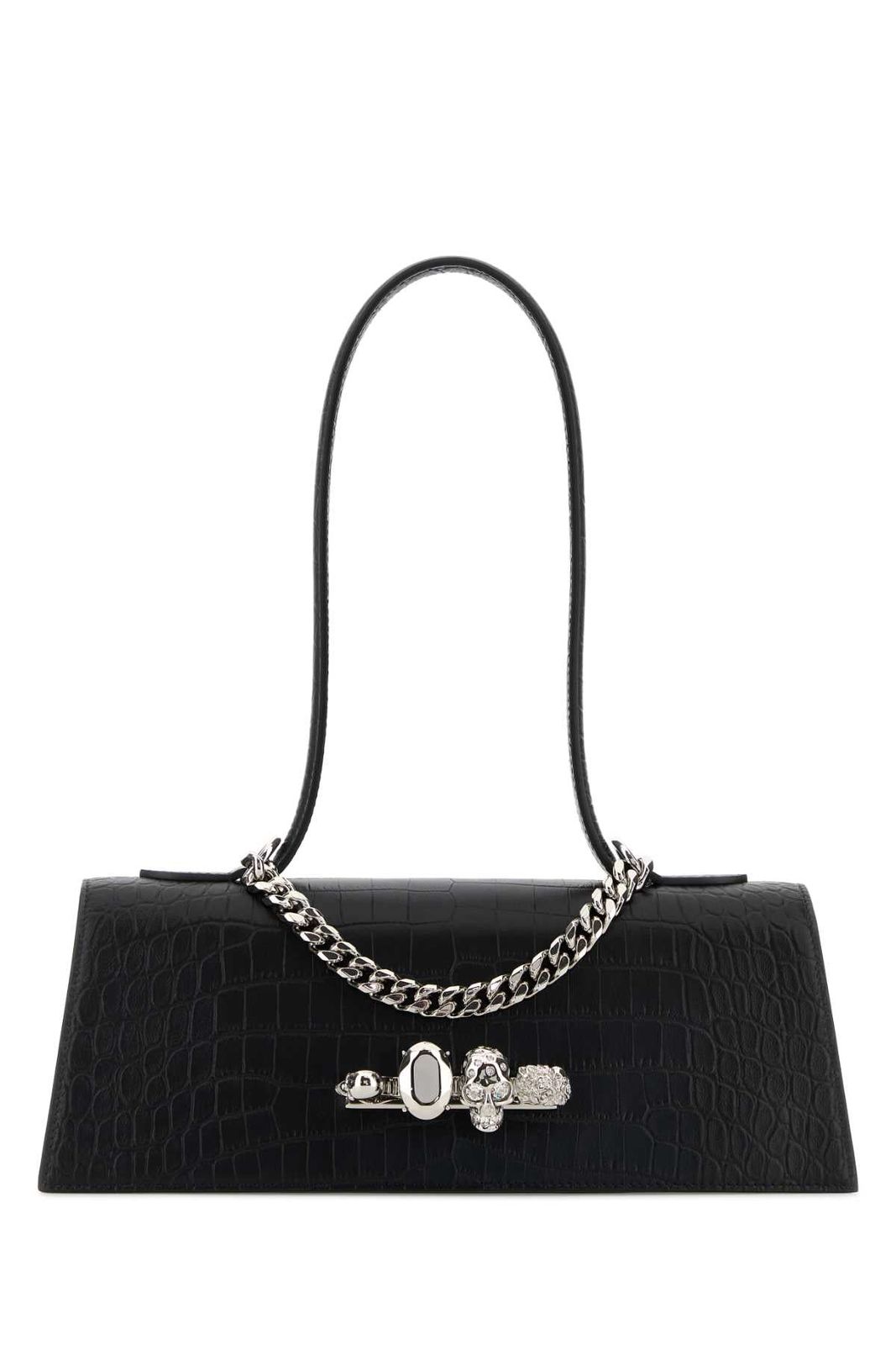 【新品・最安値】Alexander Mcqueen Jewelled top handle BLACKSILVER 正規品 ハンドバッグ