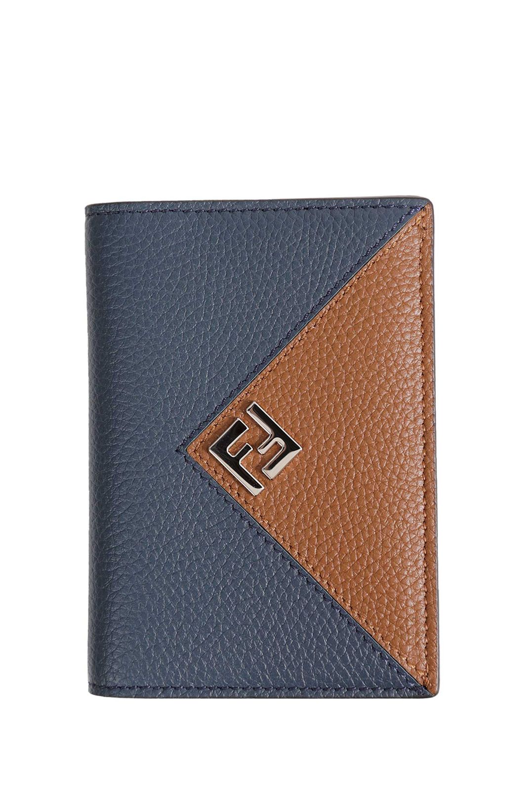 【新品・最安値】Fendi Vertical card holder BLUE BROWN 正規品 三つ折り財布