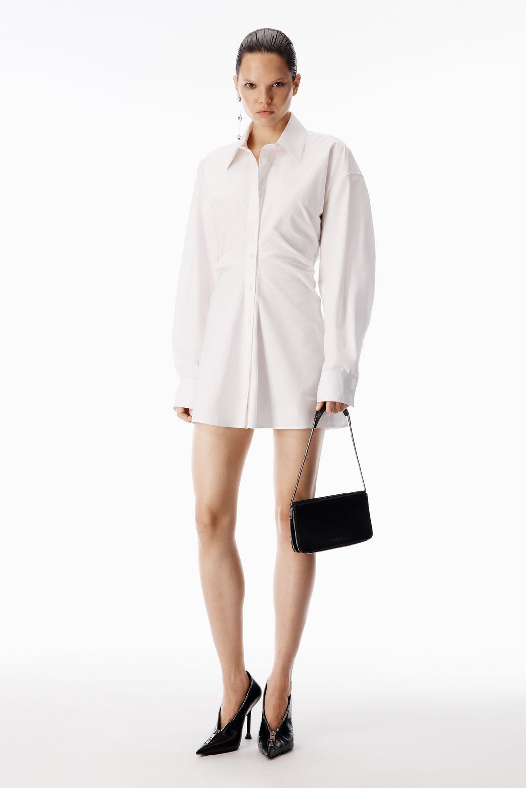 【新品・最安値】Alexander Wang Ls mini shirt dress w/ gathered back zipper detail White 正規品 その他
