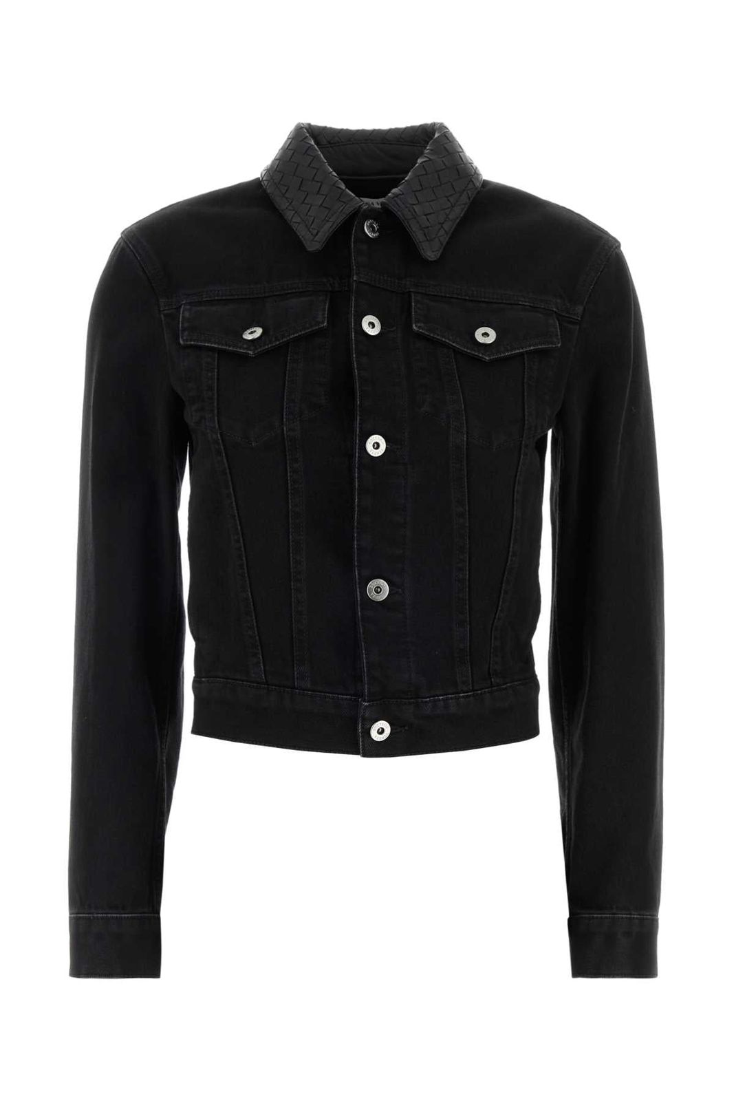 【新品・最安値】Bottega Veneta Denim jkt colletto suede intreccio Black 正規品 Gジャン・デニムジャケット・カバーオール