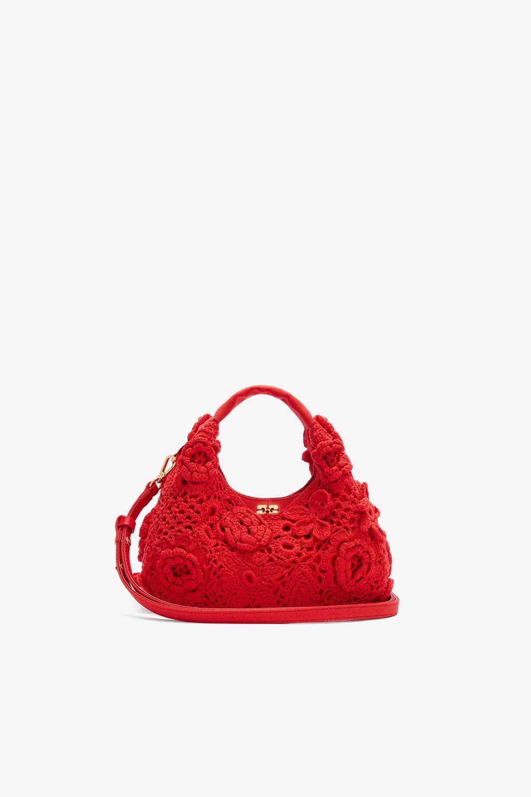 【新品・最安値】Ganni Hobo mini crochet BLACK 正規品 ハンドバッグ