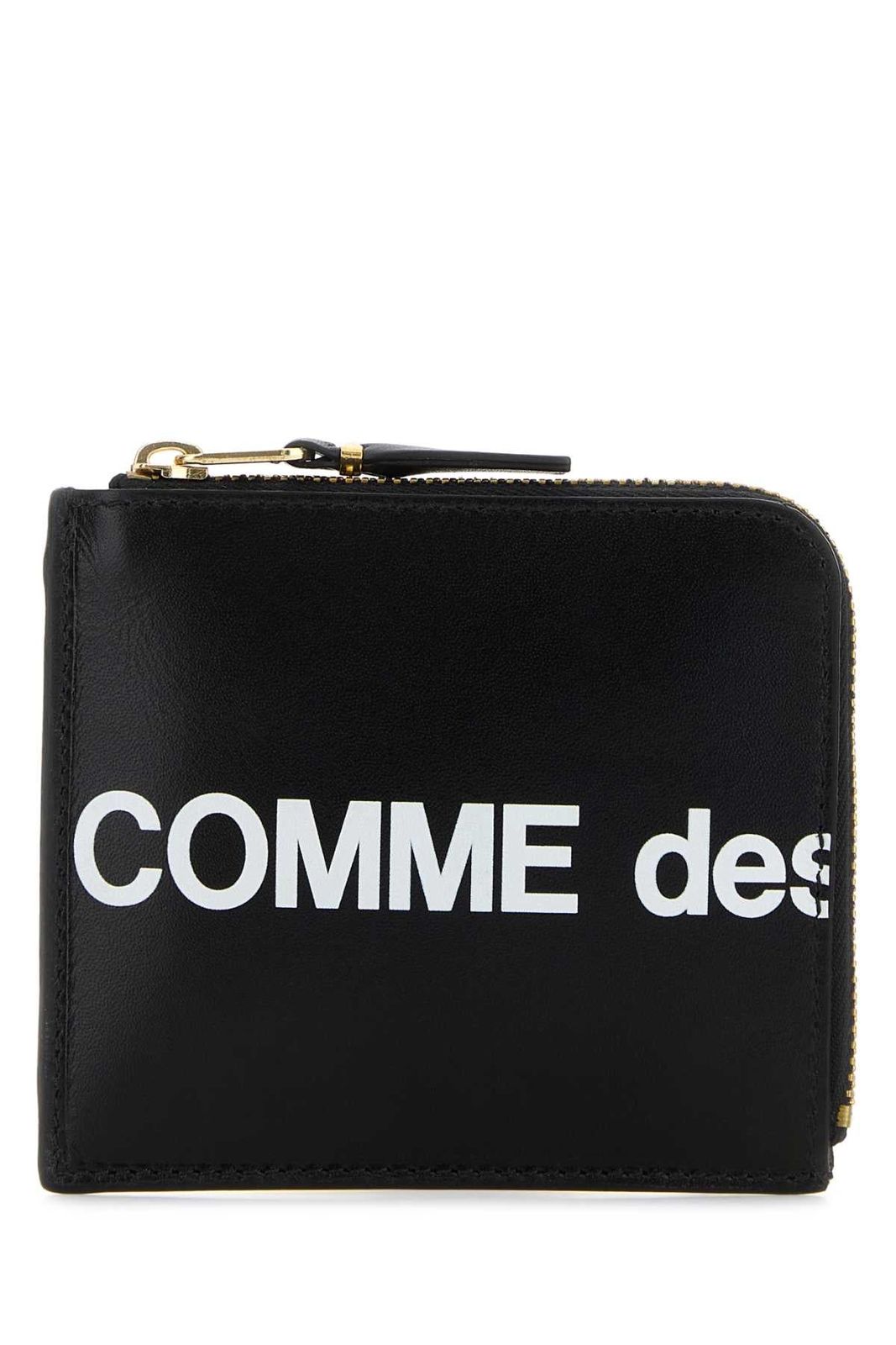 【新品・最安値】Comme Des Garcons Huge logo flat wallet BLACK 正規品 三つ折り財布