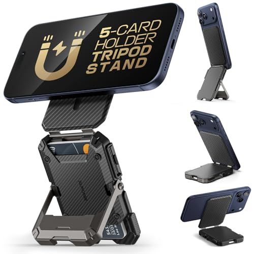 SUPCASE MagSafeウォレット スタンド付き メンズ用マグネットウォレット [カード5枚収納] [調節可能なスタンド] [RFIDブロッキング] 携帯電話クレジットカードホルダー 三脚付き iPhone 17/16/15/14/13 6ee8de7f