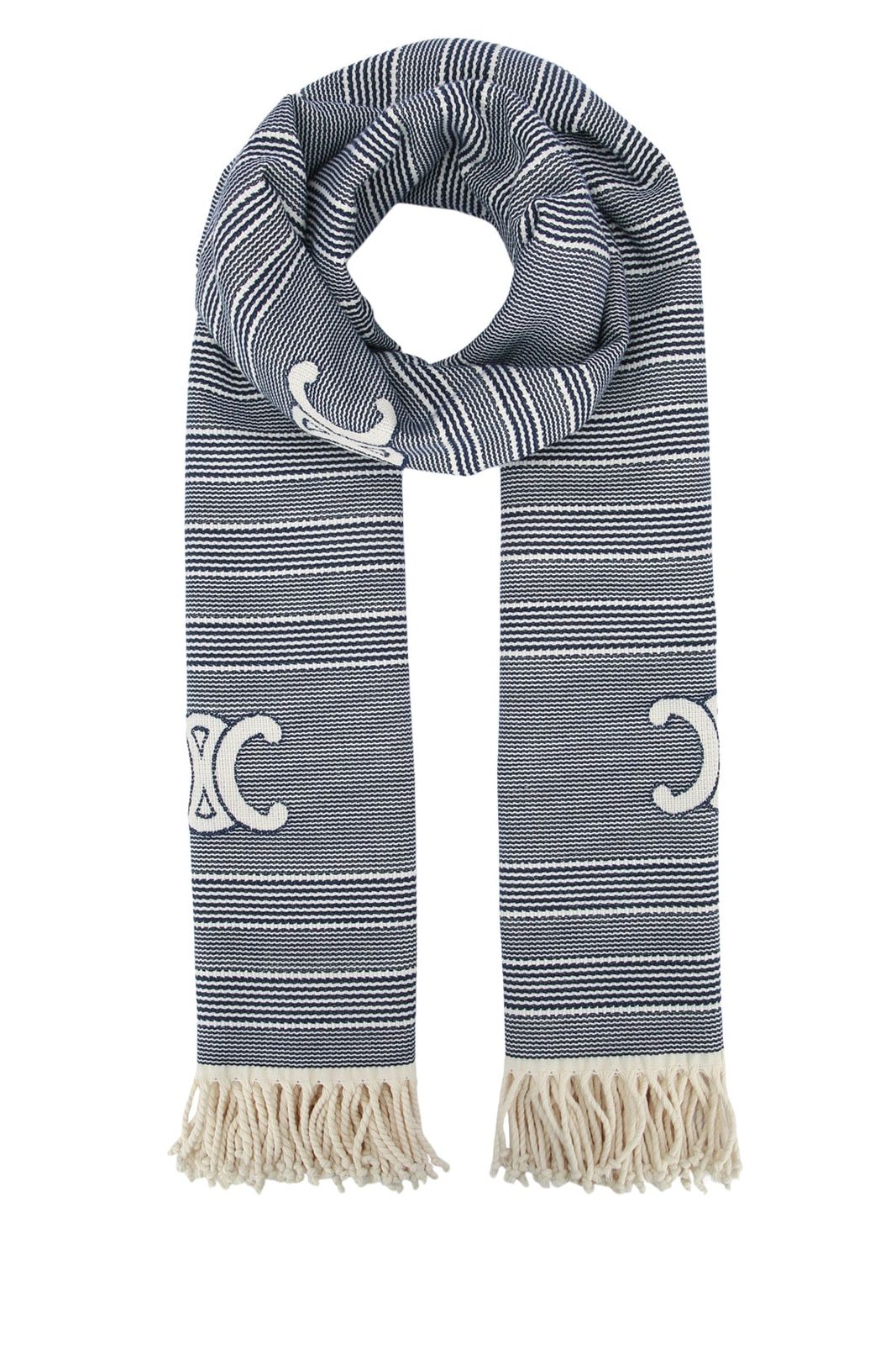 【新品・最安値】Celine Fouta plage triomphe OFFWHITENAVY 正規品 バンダナ・スカーフ 44,580円
