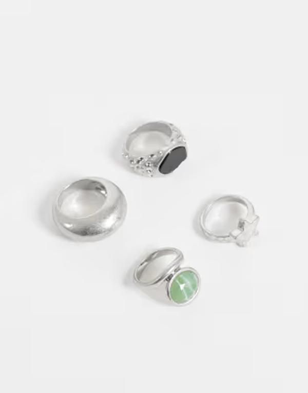 リクレイム ヴィンテージ レディース アクセサリー リング Reclaimed Vintage Unisex molten multi pack 4 tone Silver シルバー