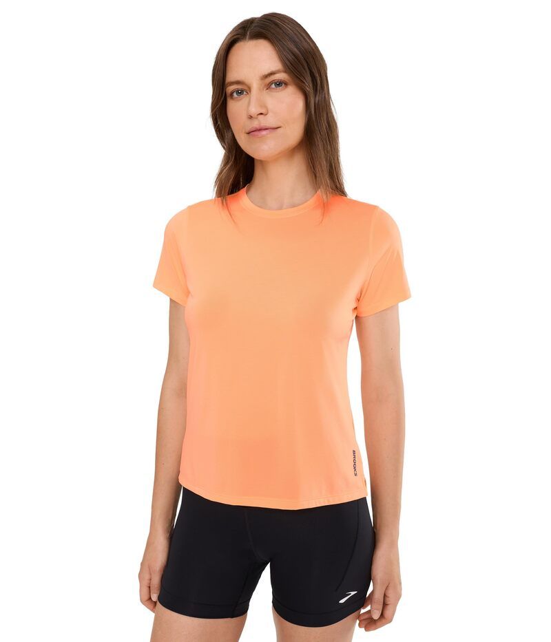 ブルックス レディース トップス シャツ Brooks Dashort Sleeve Cyber Peach ピーチ