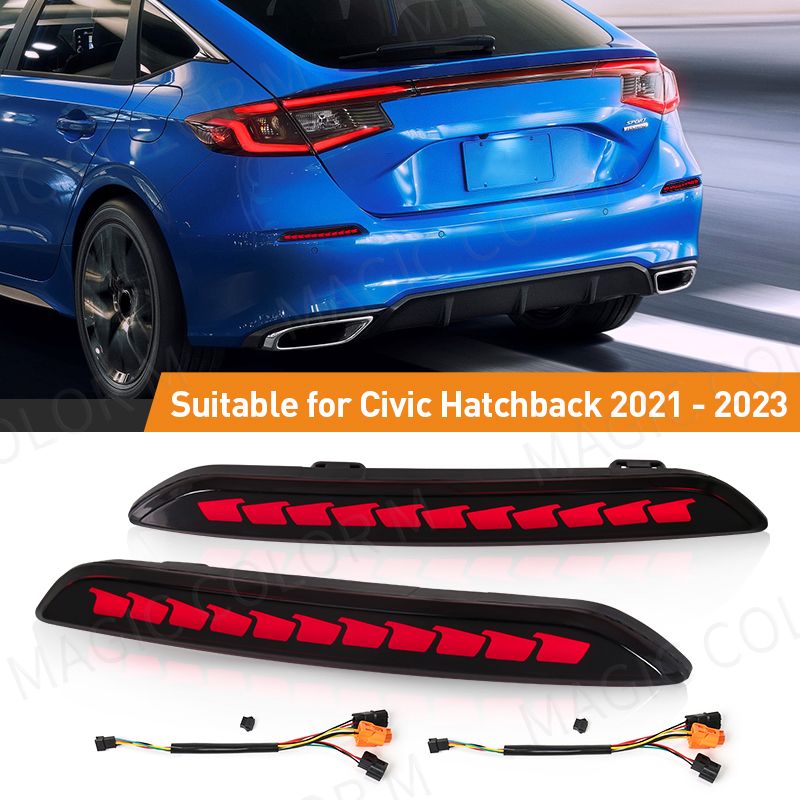 ホンダシビック 2021-2023 用 LED リアバンパーリフレクター 防水