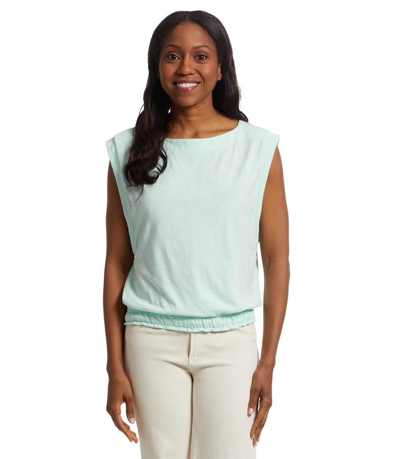 リラピー レディース トップス シャツ Lilla P Elastic Hem Boatneck Top Aquamarine