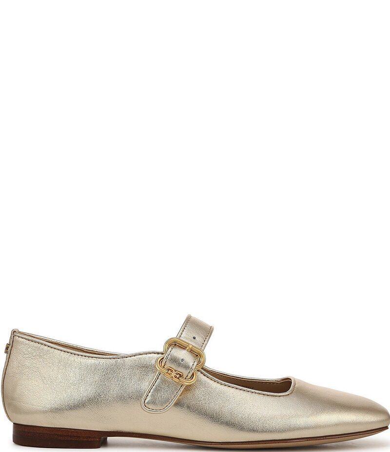 サムエデルマン レディース シューズ パンプス レザー Sam Edelman Michaela Leather Mary Jane Flats Gold Leaf ゴールド