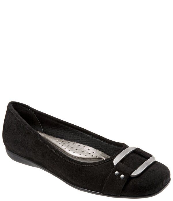 トロッターズ レディース シューズ パンプスエード Trottersizzle Signature Suede Buckle Hardware Ballet Flats Black Suede ブラッ