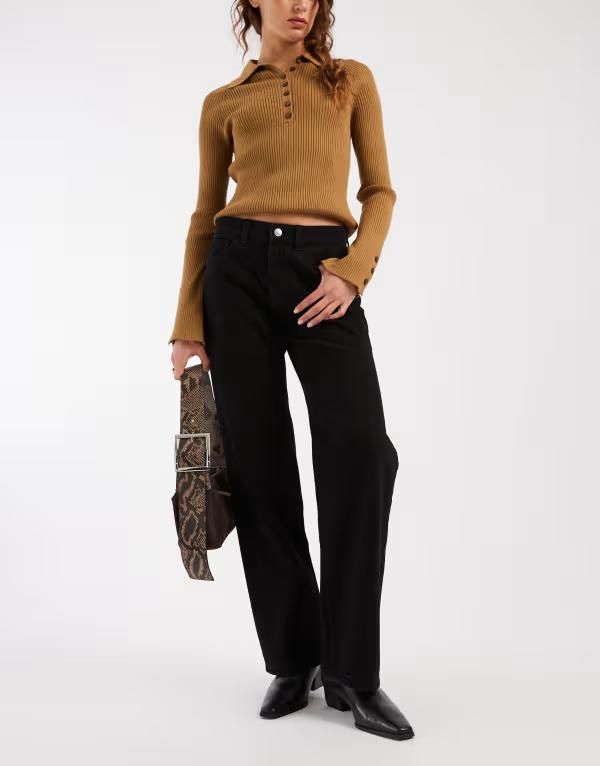 ヴェロモーダ レディース ボトムス デニムパンツ ストレート ジーンズ Vero Moda Kirsa mid rise straight leg jeans wash Black ブラック 11,886円