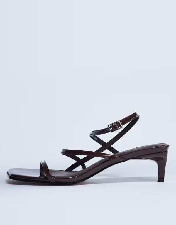 トップショップ レディース シューズ サンダル ミニ ヒール Topshop Autumn minimal mid heel sandals in chocolate Chocolate チョコレート