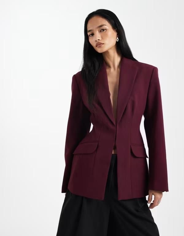 エイソス レディース アウター ジャケット・ブルゾン ブレザー ASOS DESIGN ultimate sculpted suit blazer in plum プラム
