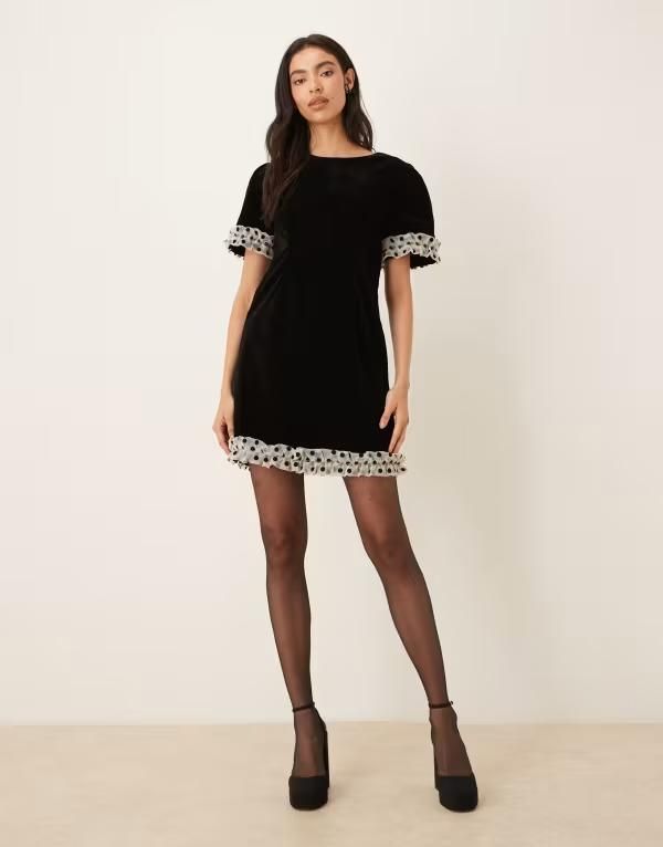 シスタージュン レディース トップス ワンピース ドット柄 ドット フリル ミニ ベルベット Sister Jane City velvet mini dress with polka dot ruf 26,492円