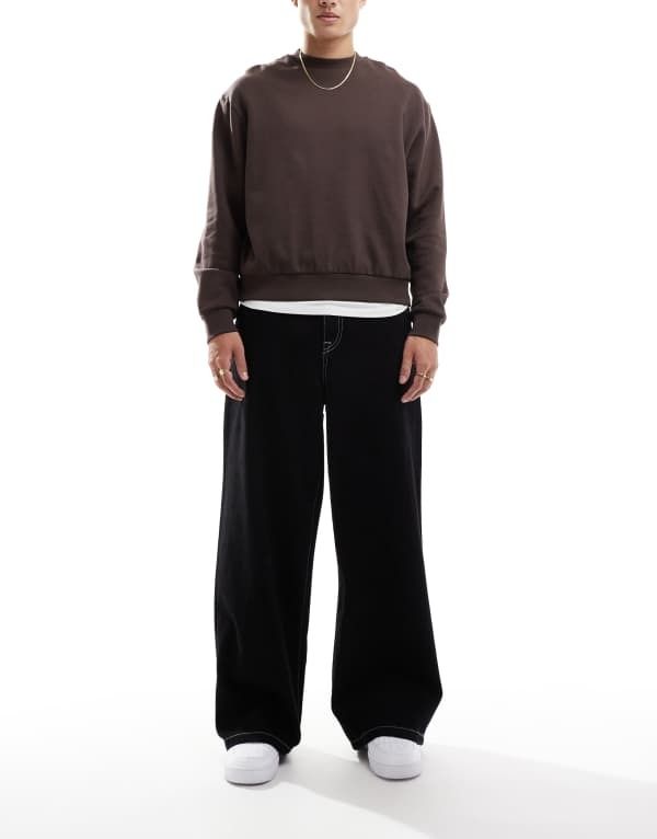エイソス メンズ ボトムス デニムパンツ ジーンズ ASOS DESIGN super baggy jeans WASHED BLACK ブラック