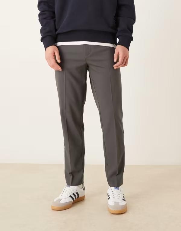 エイソス メンズ ボトムス カジュアルパンツ ASOS DESIGN smartapered pants in charcoal チャコール