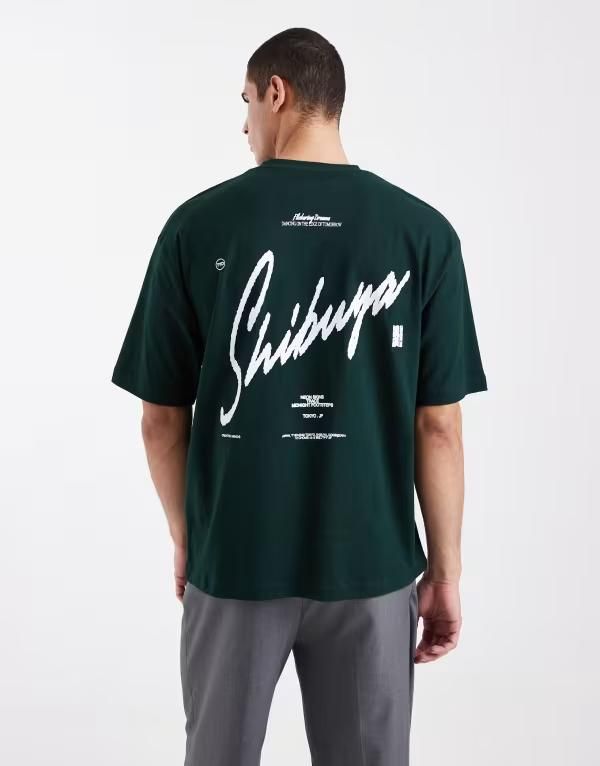 エイソス メンズ トップス Tシャツ グラフィック ASOS DESIGN oversized Tshirt with Shibuya graphic Scarab