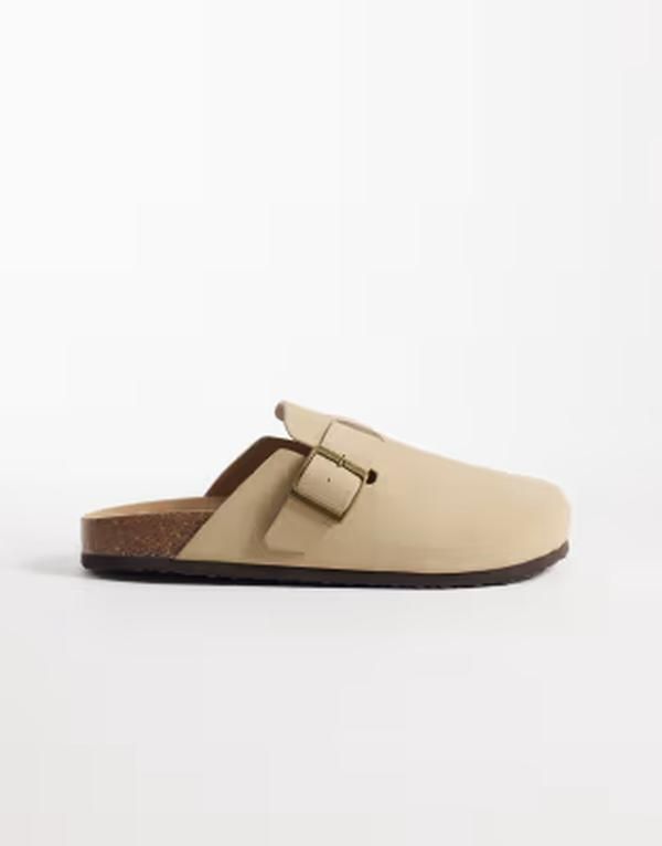エイソス メンズ シューズ サンダル ASOS DESIGN mule sandals with cork sole in stone ストーン