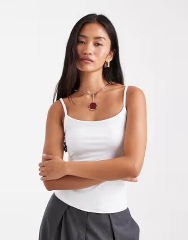 コットンオン レディース トップス シャツ Cotton essential cami top WHITE ホワイト