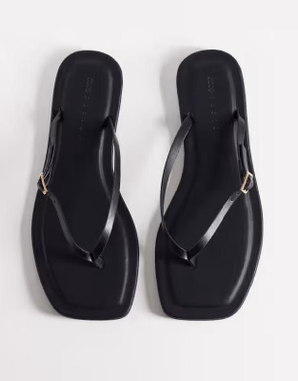エイソス レディース シューズ サンダル ASOS DESIGN Fitz skinny strap flip flops Black ブラック