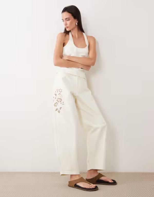 ミスセルフフリッジ レディース ボトムス デニムパンツ ジーンズ Misselfridge denim cutwork jeans in ecru wash ECRU エクリュ 19,156円